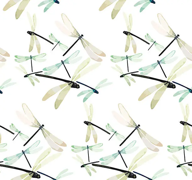 Vector illustration of Watercolor dragonflies