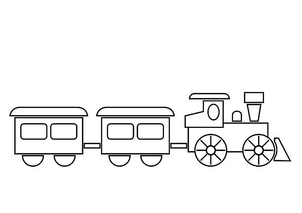 pociąg, kolorowanka - toy wagon train engine steam stock illustrations