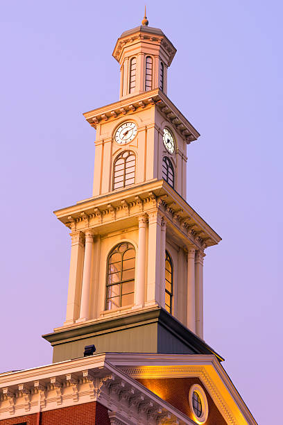 istock Clock tower in Baltimore downtown during early winter morning. 470596801