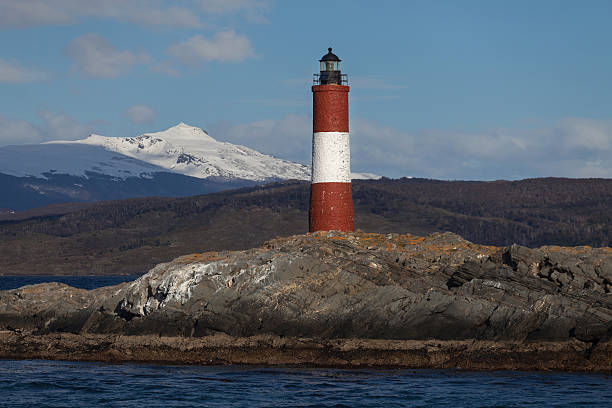 Lighthouse End of world in Beagle Channel, Ushuaia, Patagonia, Argentina Lighthouse End of world in Beagle Channel, Ushuaia, Patagonia, Argentina les eclaireurs lighthouse photos stock pictures, royalty-free photos & images