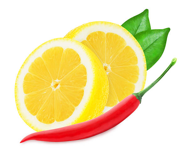 istock Juicy yellow lemon with a red chilli pepper 470597890