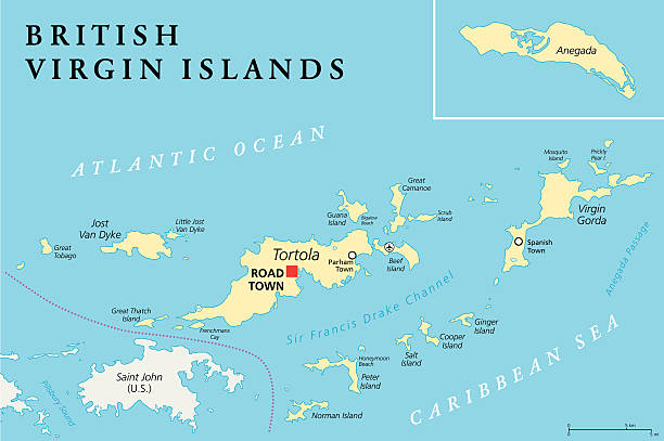 british virgin islands politische karte - tortola stock-grafiken, -clipart, -cartoons und -symbole