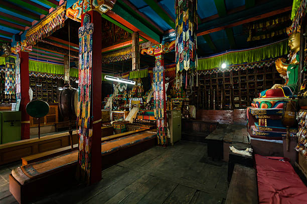 Khumjung Manastry interior stock photo