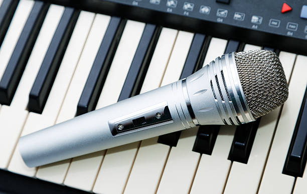 istock The microphone lies on  synthesizer keyboard 470603200