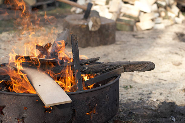 Garden Fire In Metal Drum