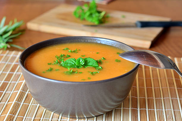 istock Pumpkin Creme Soup In The Bowl With Parsley 470607224