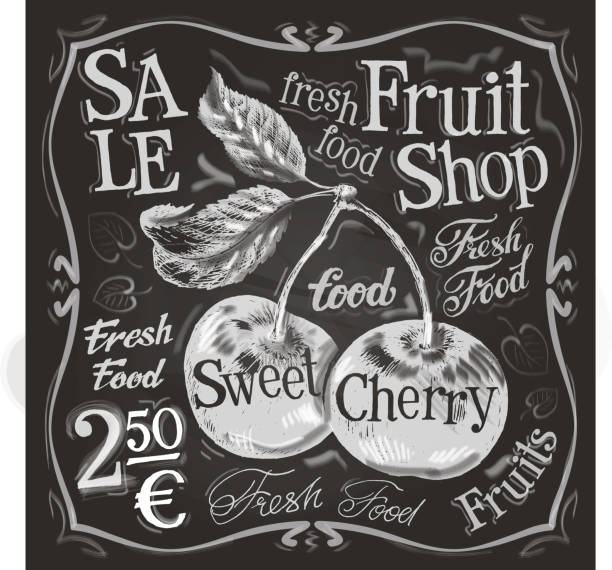 illustrations, cliparts, dessins animés et icônes de cerise mûre vector logo design template. de fruits frais, de la nourriture ou - cherrywood