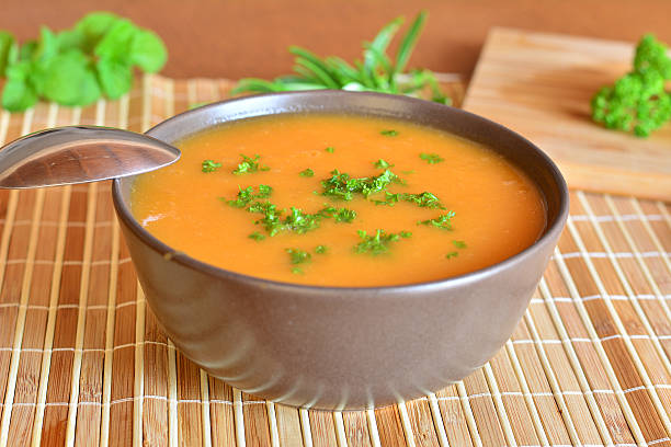 istock Pumpkin Creme Soup In The Bowl With Parsley 470610262