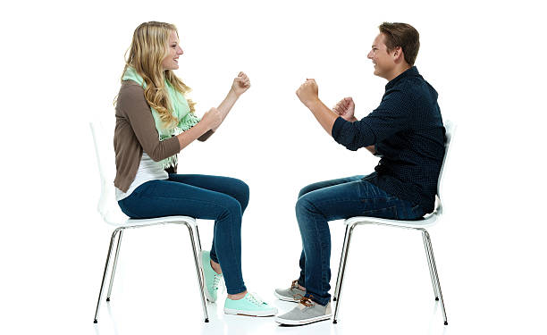 istock Couple on chair and fighting 470617732