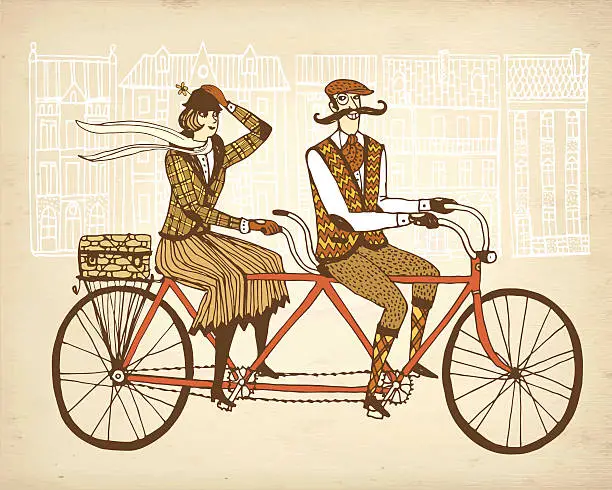 Vector illustration of Retro tweed ride illustration