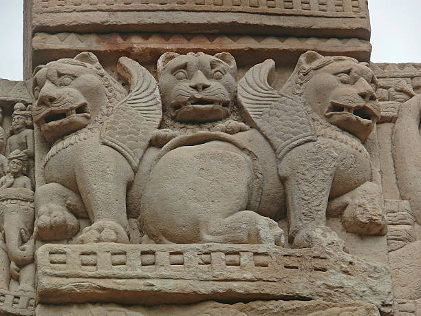 istock Carving at Sanchi Stupa No.1, Purvi Toran Dwar, (East gate) 470622045