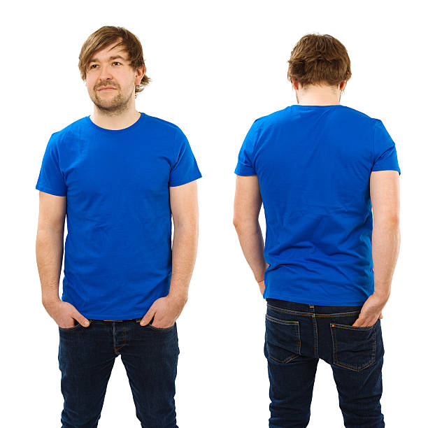Eftermæle Risikabel orm Young Man Posing With Blank Blue Shirt Stock Photo - Download Image Now -  Blue, T-Shirt, Rear View - iStock