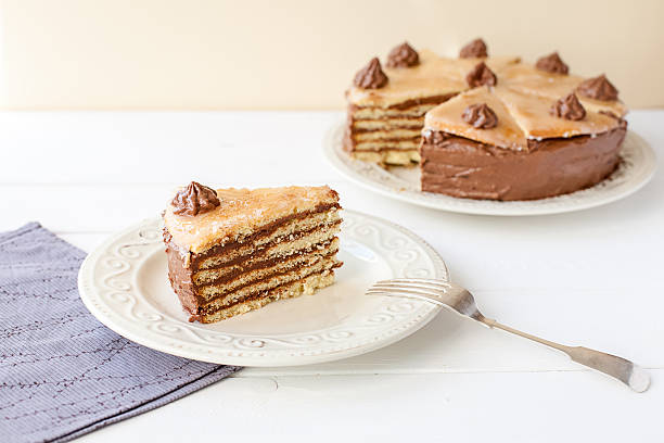 istock Piece of layered cake (Dobosh Hungarian cake) 470624254
