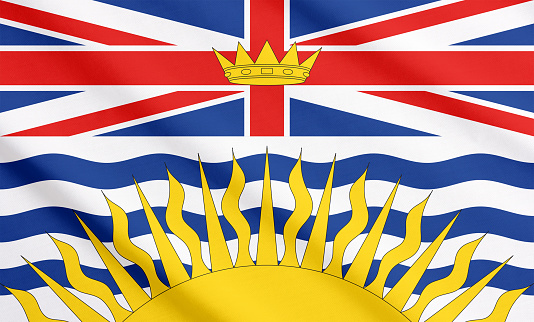 Flag of British Columbia waving.