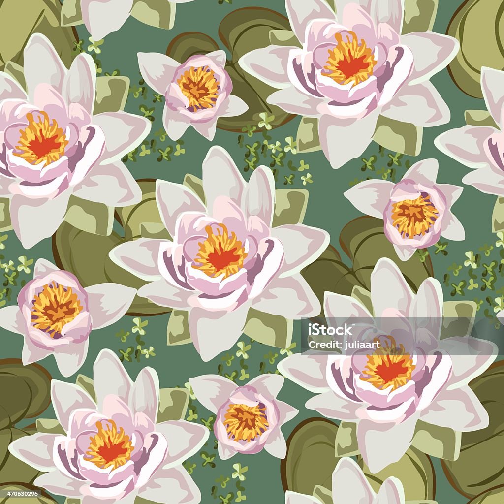 Seamless vintage flower print pattern background. Lotus 2015 stock vector