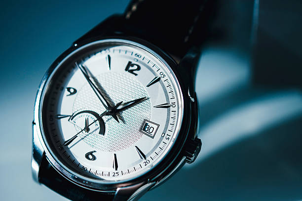 istock Luxury watch on blue background 470630358