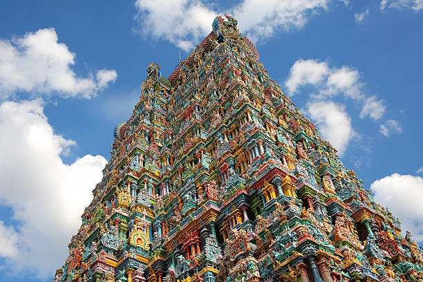 sri meenakshi temple, Madurai, India Ornate facade of Hindu sri meenakshi temple, madurai, india menakshi stock pictures, royalty-free photos & images