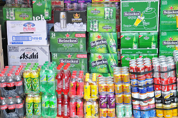 istock Bottles, cans and boxes of alcoholic beverages and soft drinks 470632646