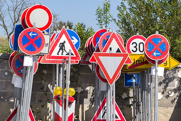 istock Traffic signs - depository, road maintenance depot 470633312