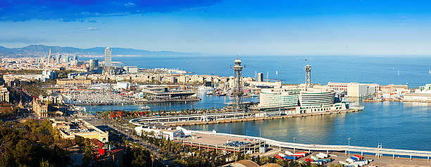 istock Panoramic view of Barcelona with Port 470633878