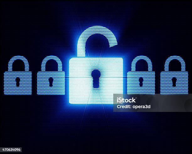 Security Concept Stock Photo - Download Image Now - 2015, Blue, Circuit Board