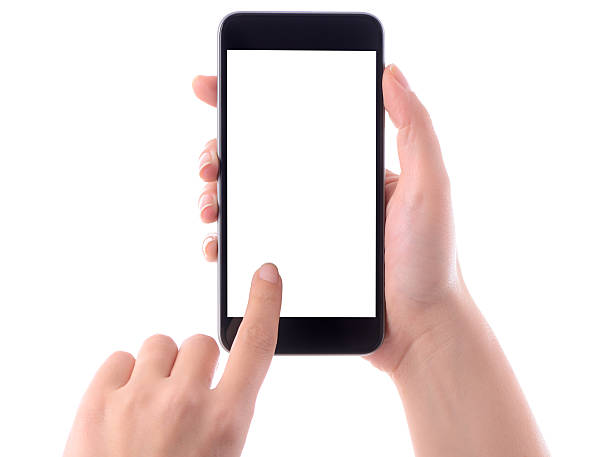 istock Hand holding blank white screen smart phone 470634242