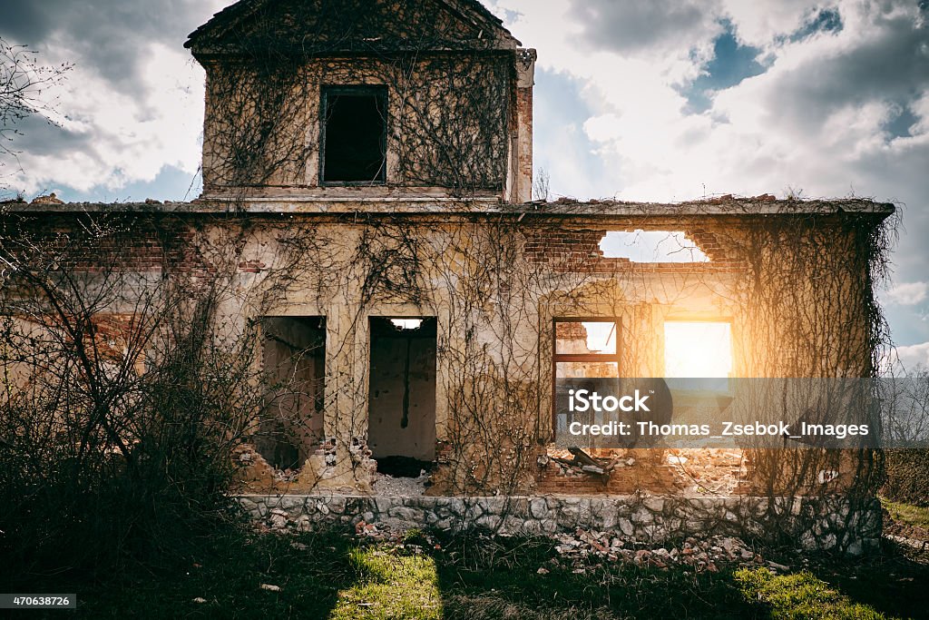 Old ruined building facade 2015 Stock Photo