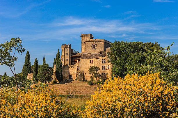 Lourmarin, France - June 13, 2014: The Château de Lourmarin is a Renaissance castle dating back to the fifteenth century, enlarged and transformed several times over the centuries. You can visit the rooms with beautiful collections of furniture from the sixteenth to the nineteenth century, prints, works of art and musical instruments.