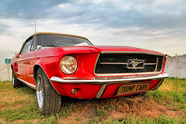 ford mustang - agricultural machinery retro revival summer farm foto e immagini stock