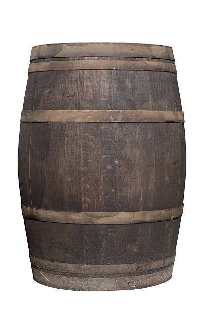 barril de madeira com anéis de ferro isolado no branco com traçado de recorte - bilge - fotografias e filmes do acervo
