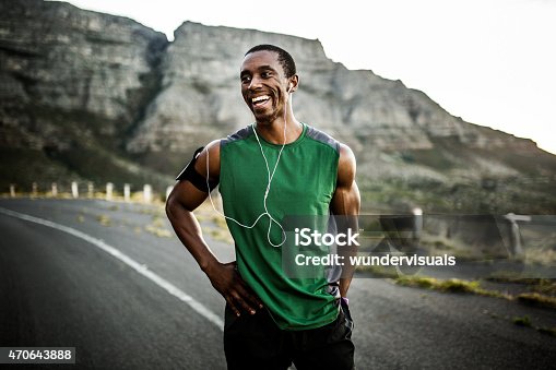 istock African athlete smiling positively after a good training session 470643888