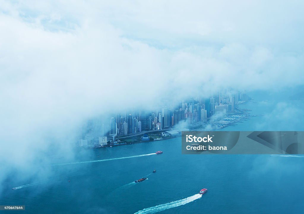 Hong Kong aerial view Aerial view of hong kong island. 2015 Stock Photo