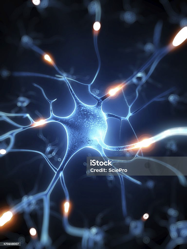 active nerve cell illustration 3d rendered illustration of an active neurone Nerve Cell Stock Photo