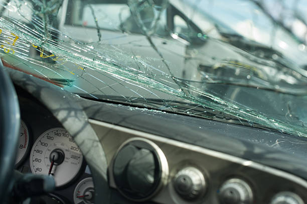istock car crash accident on street, damaged car broken glass dash 470649062