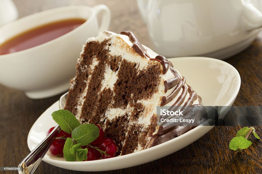 Chocolate cake with   cream Baked Stock Photo