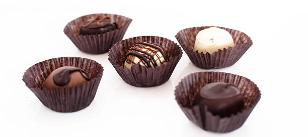 pieces (5) of exclusive chocolate stock photo