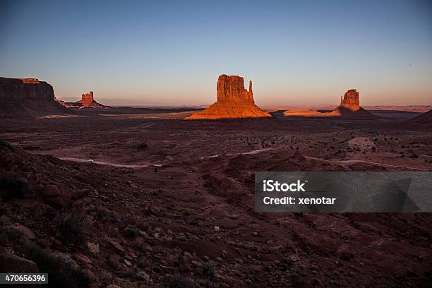 Sunset Of Mittens And Merrick Butte Stock Photo - Download Image Now - 2015, Arizona, Beauty In Nature
