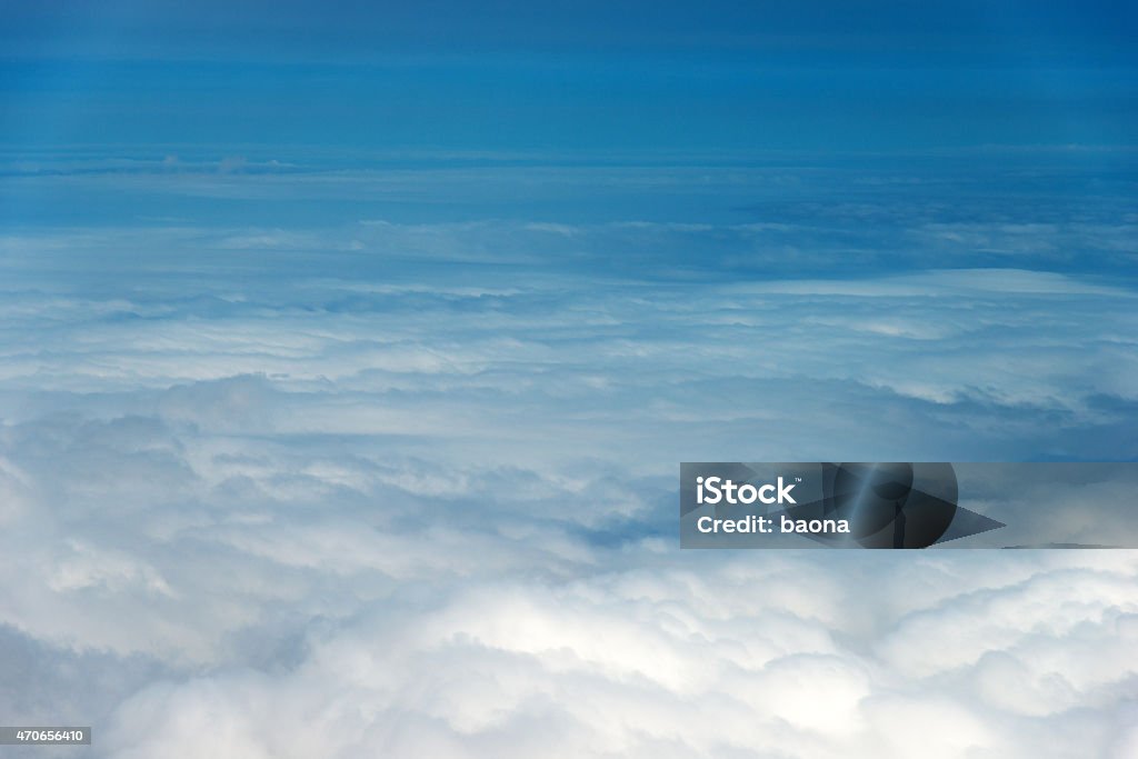above the clouds Aerial view of a series of cumulus. 2015 Stock Photo