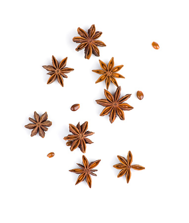 Photo of star anise on white background