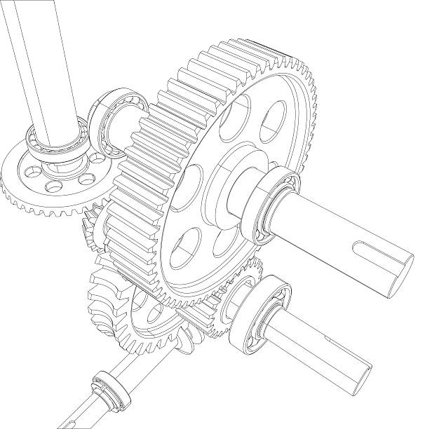 istock Wire-frame reducer consisting of gears, bearings and shafts 470659890