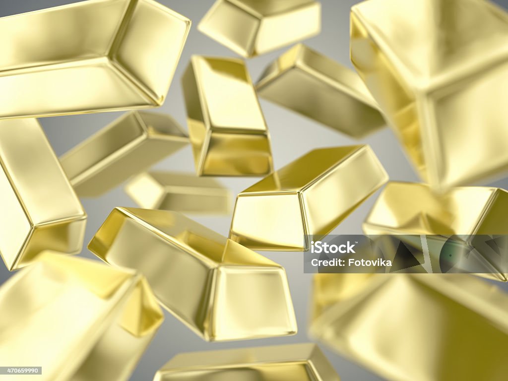 Gold ingots Illustration of a many ingots of fine gold 2015 Stock Photo