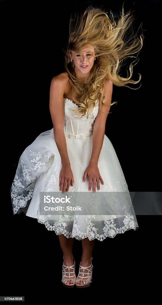 Beautiful bride A Caucasian girl in a white wedding dress 2015 Stock Photo