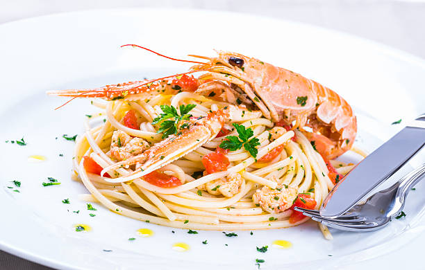 istock Seafood noodles plate. 470663988