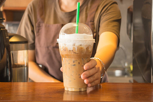 istock Plastic glass of iced coffee cappuccino 470664052