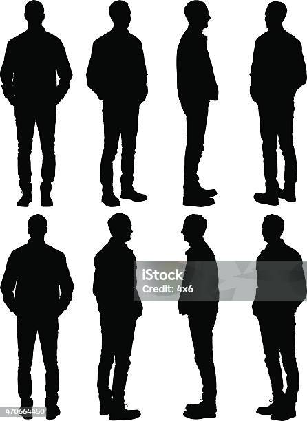 Casual Man Posing Stock Illustration - Download Image Now - In Silhouette, Men, Standing