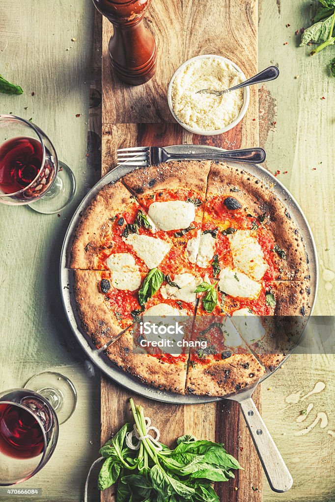 Fresh Mozzarella And Basil Pizza Pizza Stock Photo