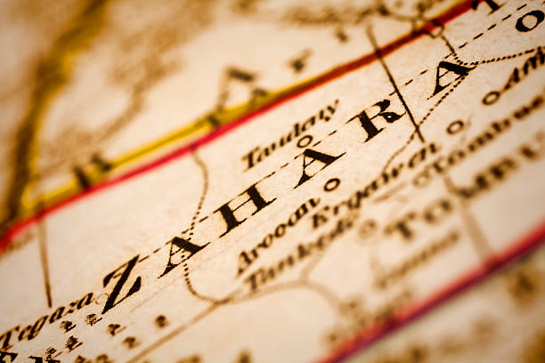 istock Zahara (Sahara) desert - inscription on an Antique map 470668808