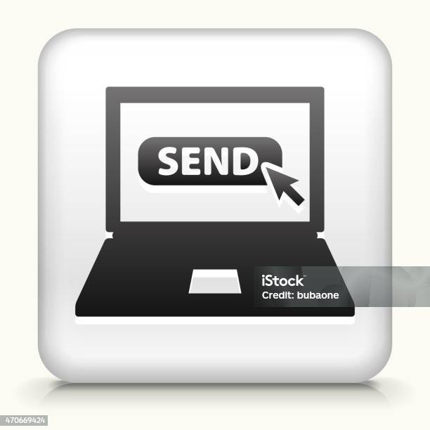 White Square Button With Send Message Icon Stock Illustration - Download Image Now - 2015, Communication, Computer