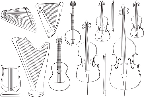 String Instruments For Tracing String Instruments Stock Illustration - Download Image Now - Cello ...