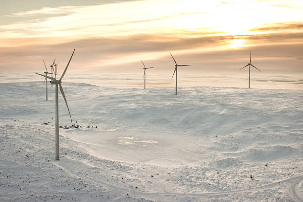 wind power on white cold mountains - fjäll sjö sweden bildbanksfoton och bilder